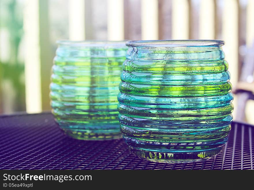 Beautiful design with glass cups on the coffee table