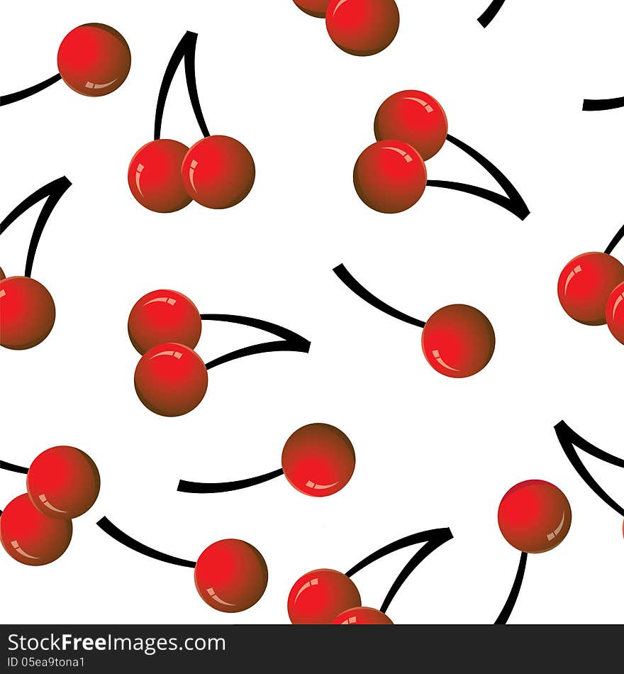 Seamless background pattern template- red sweet cherry fruits. This graphic illustration can be used for wallpaper, pattern fills, web page background, surface textures, etc. Seamless background pattern template- red sweet cherry fruits. This graphic illustration can be used for wallpaper, pattern fills, web page background, surface textures, etc.