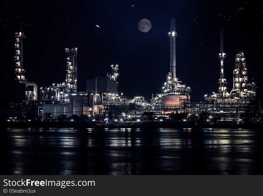 Closed up Oil refinery factory