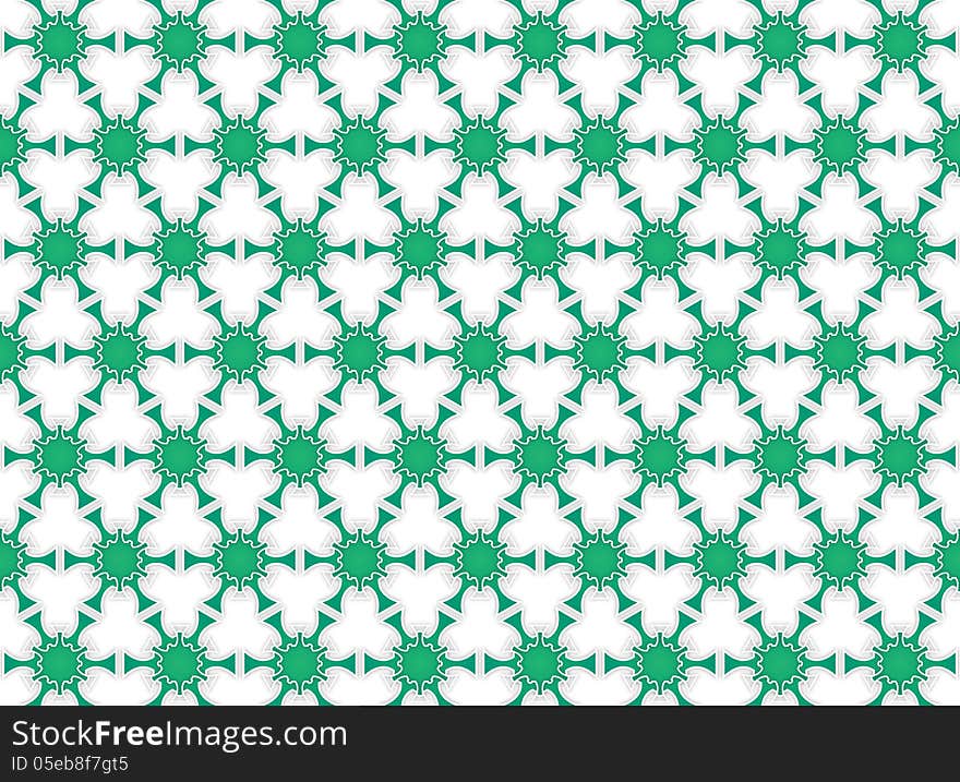 Green Flowers Hexagonal