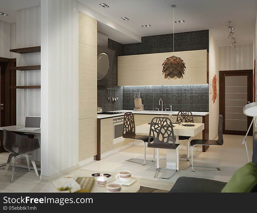 Modern kitchen house interior