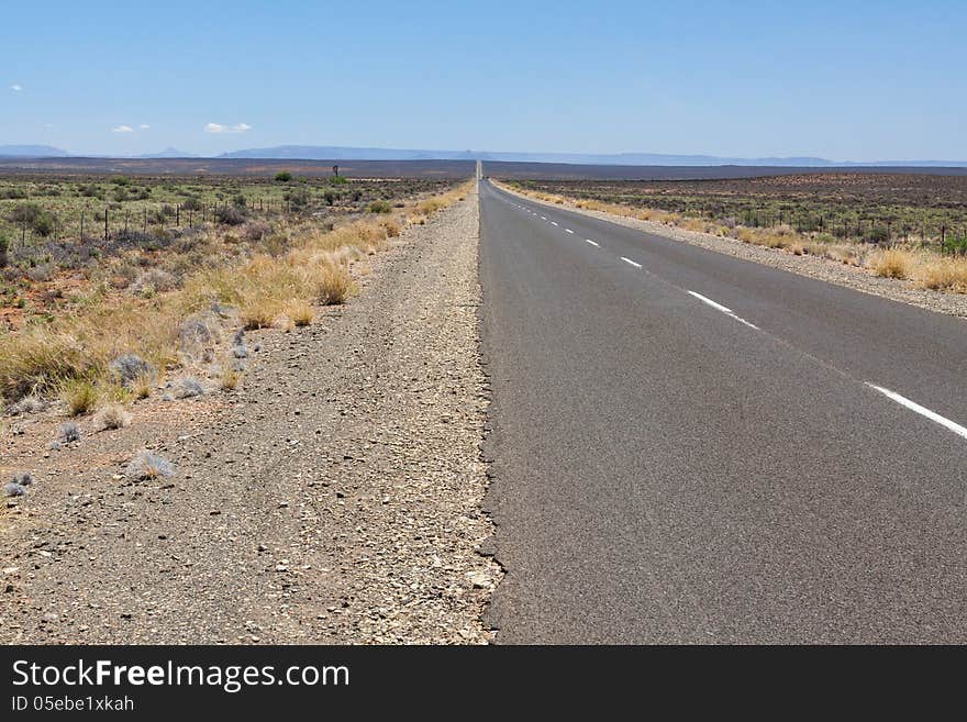 Road to the horizon through the Karoo between Williston and Calvinia in South Africa