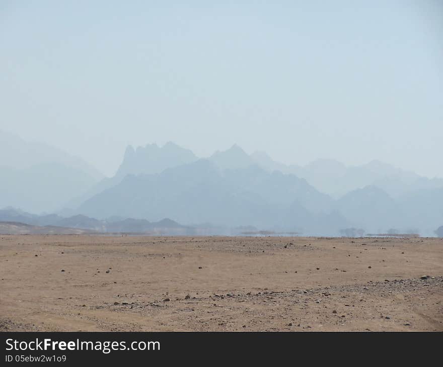 Egypt and mirage in Sahara desert