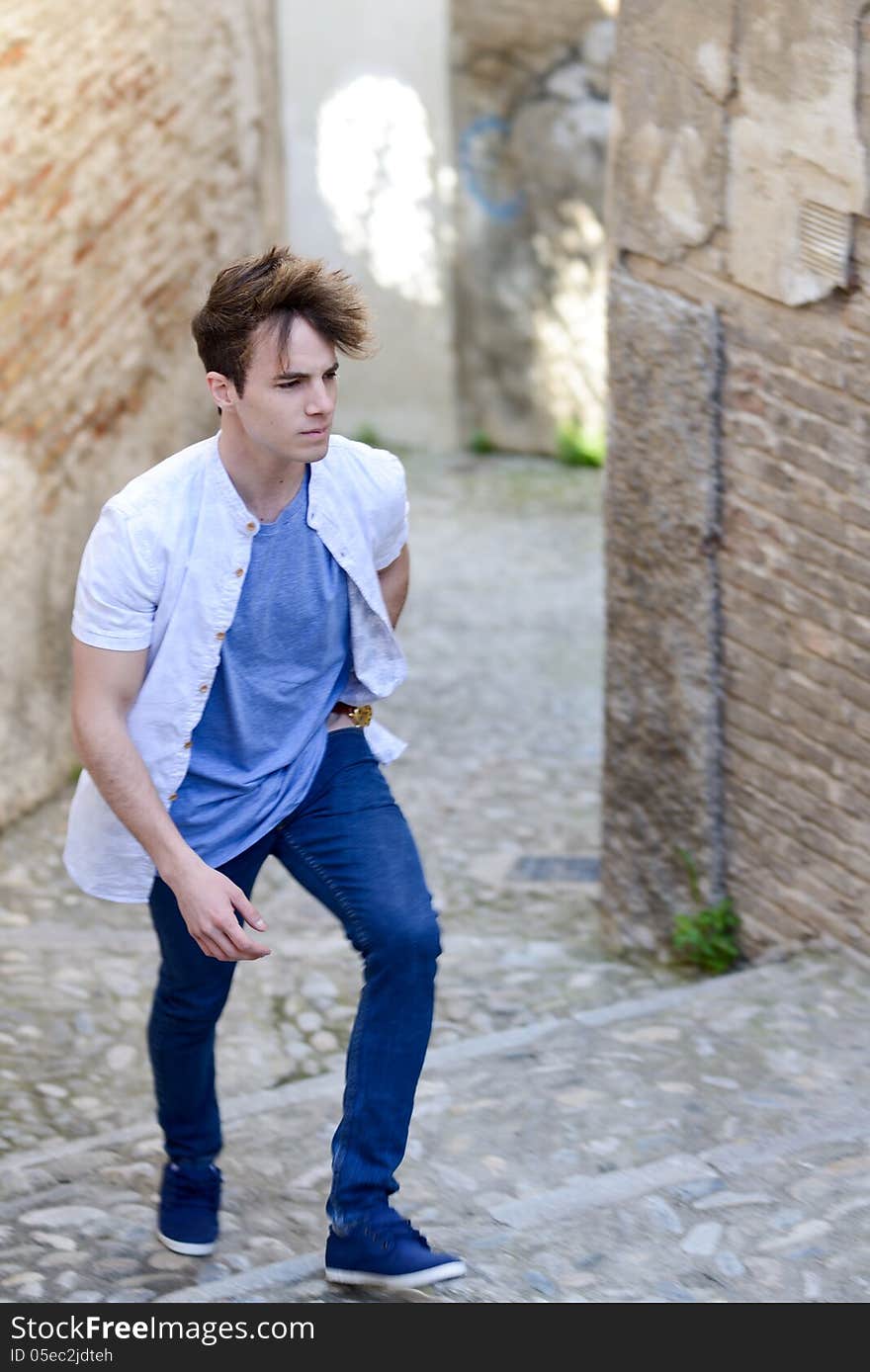 Attractive young man in urban background