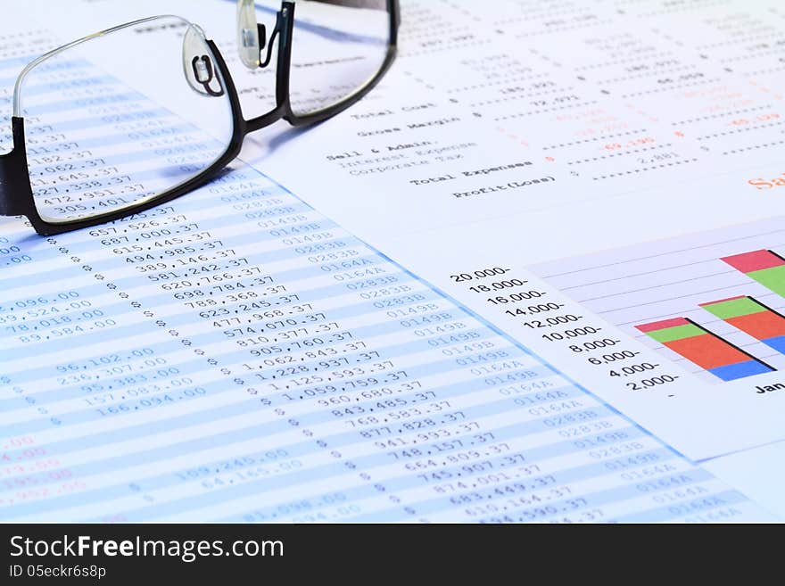 Financial statements and cashflow analysis with colorful bar graph. Financial statements and cashflow analysis with colorful bar graph.