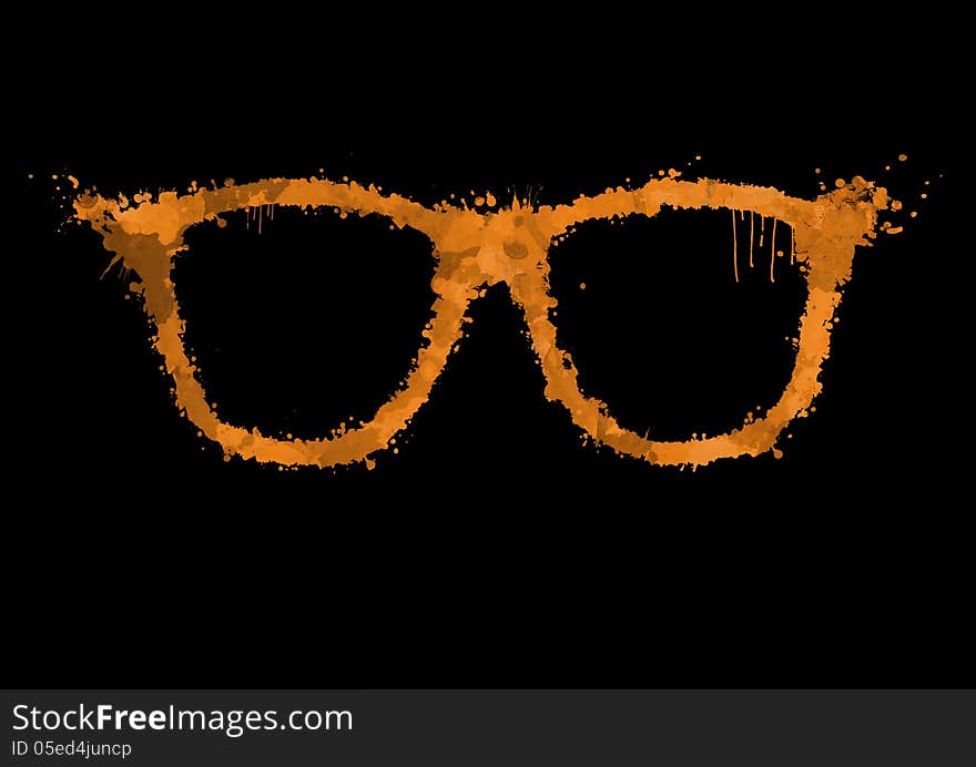 Spray orange paint in the form of sunglasses. Spray orange paint in the form of sunglasses