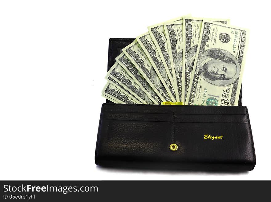 Dollar Banknotes In The Wallet Black