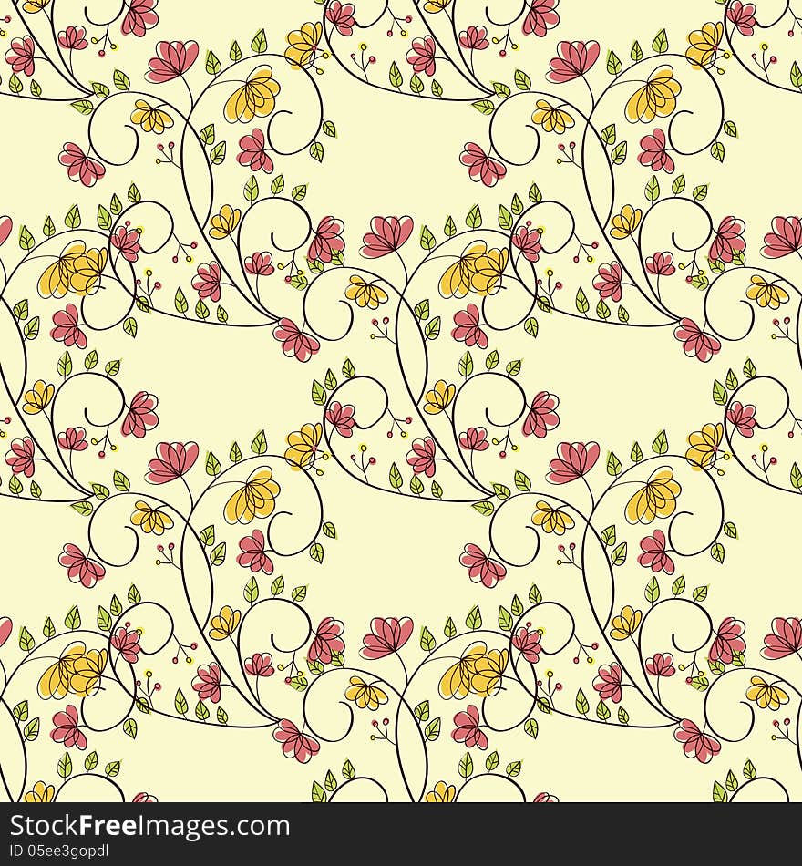 Vector seamless background with flowers. Vector seamless background with flowers