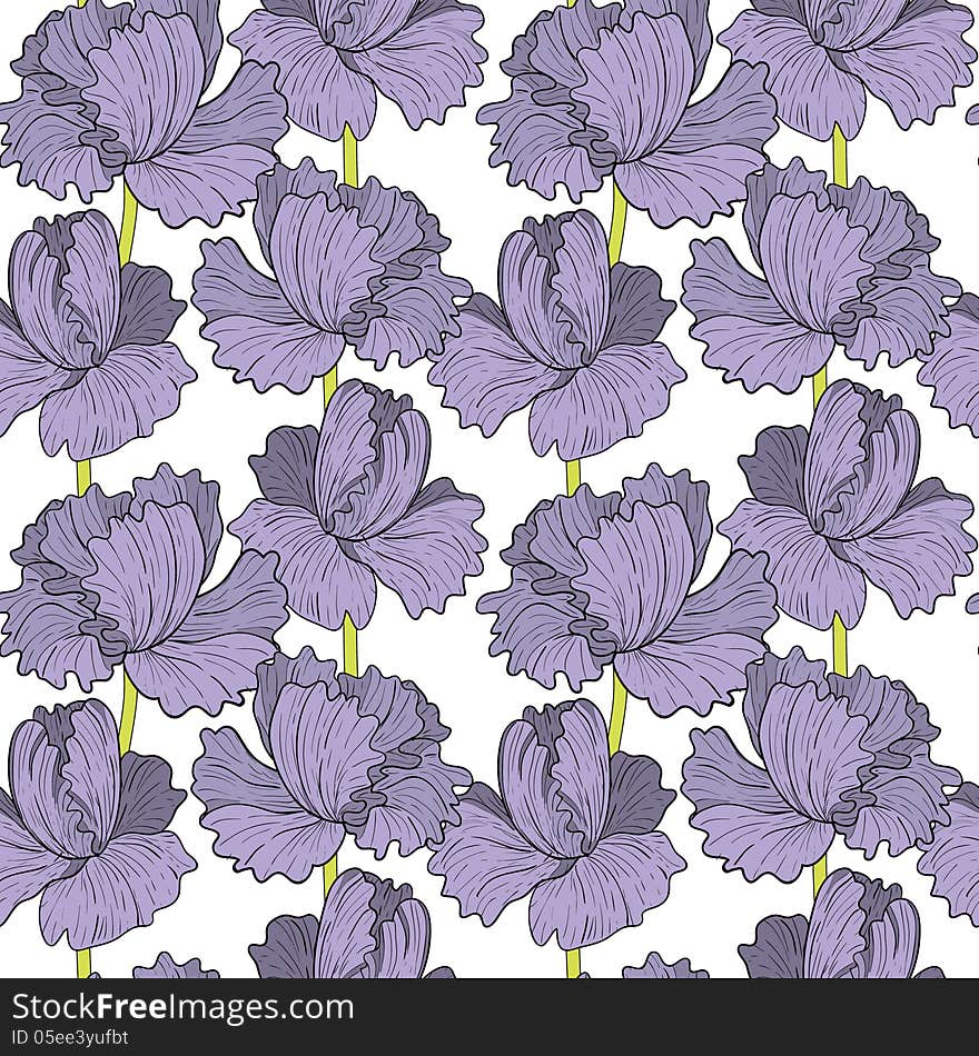 Vector seamless background with flowers. Vector seamless background with flowers