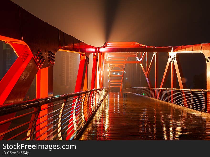 The image taken in china`s hebei province,qinhuangdao city.The bridge in the rain.