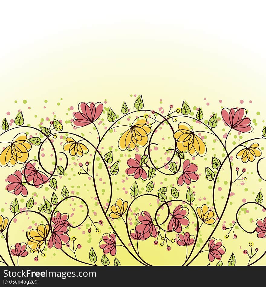 Vector summer background with flowers. Vector summer background with flowers