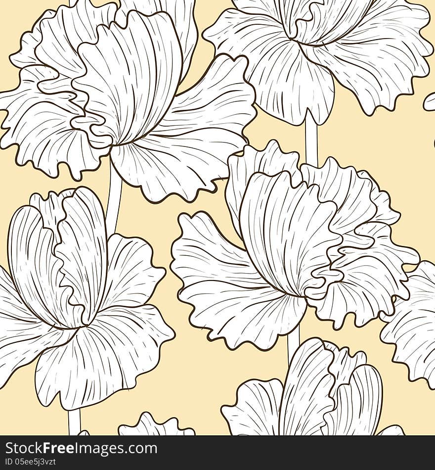 Vector seamless background with flowers. Vector seamless background with flowers