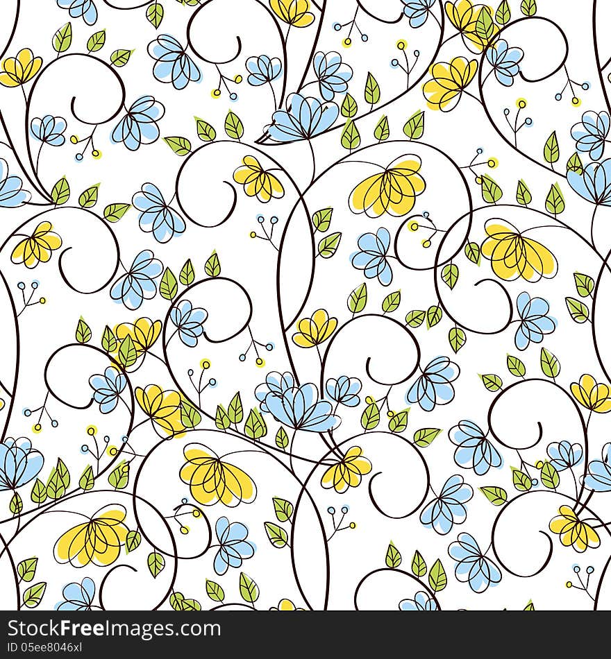 Vector seamless background with flowers. Vector seamless background with flowers