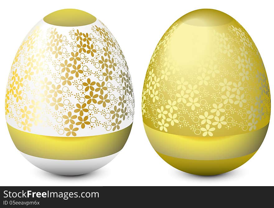 Easter eggs golden illustration with shadow two versions of eps 10