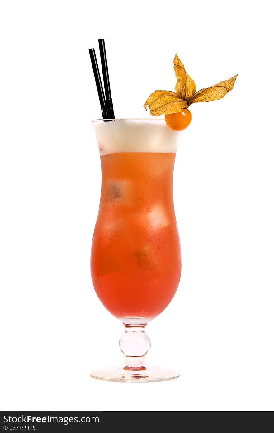 Orange cocktail with a berry