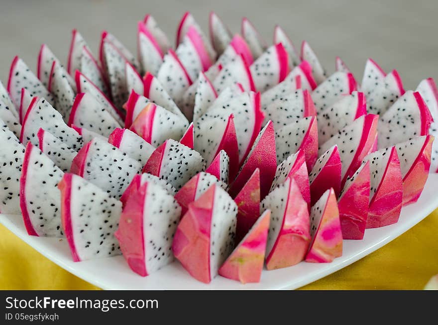 Slice of dragon fruit on a plate