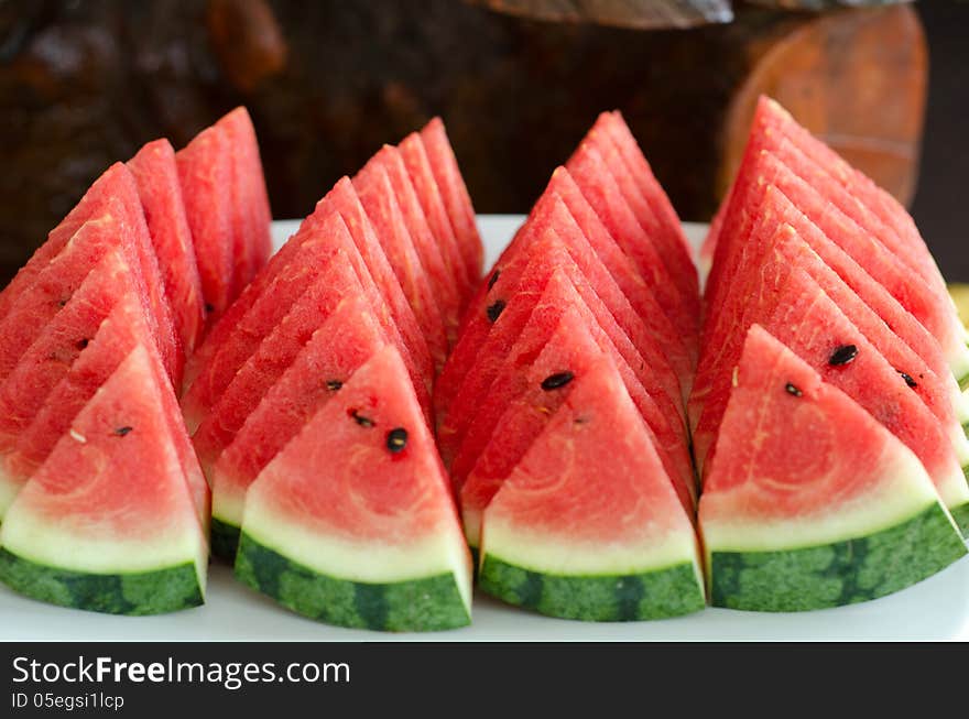 Slice of watermelon on a plate