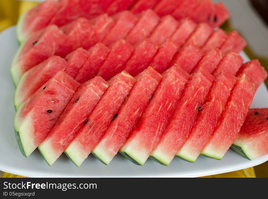 Slice of watermelon on a plate