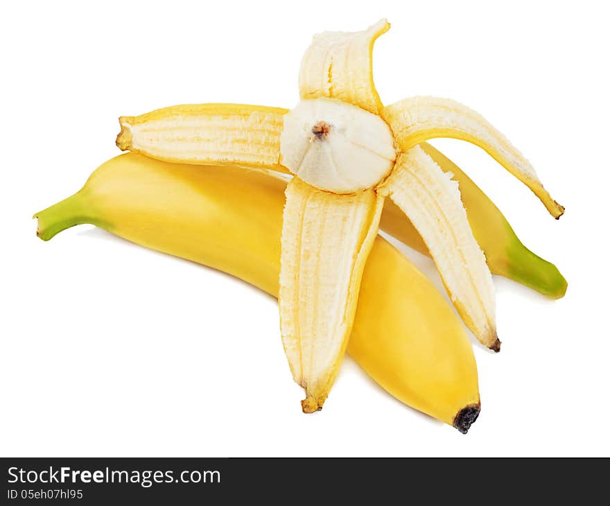 Nice bananas isolated on white background.