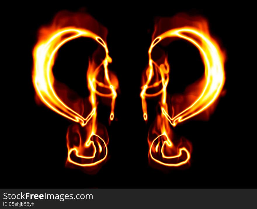 Abstract background with burning objects on black background. Abstract background with burning objects on black background.