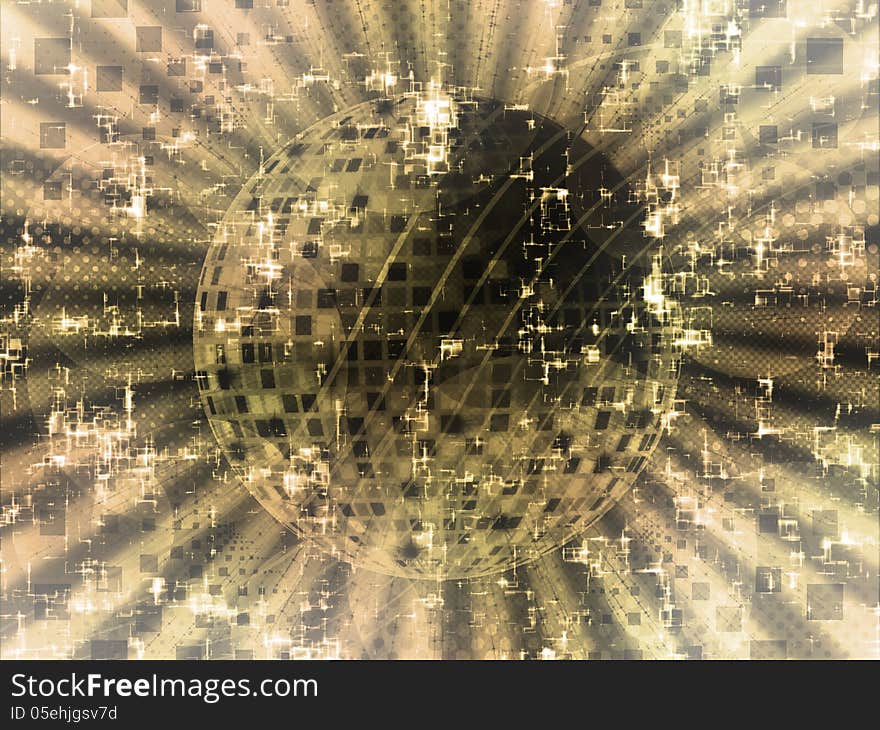 Abstract grunge yellow background with disco ball. Abstract grunge yellow background with disco ball.