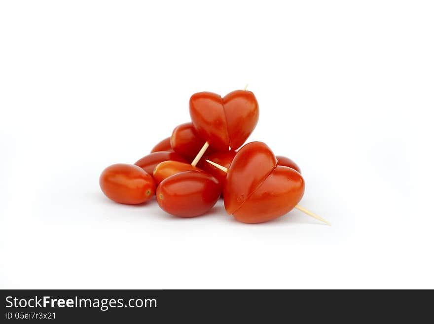 Fresh tomato sliced to be a heart shape