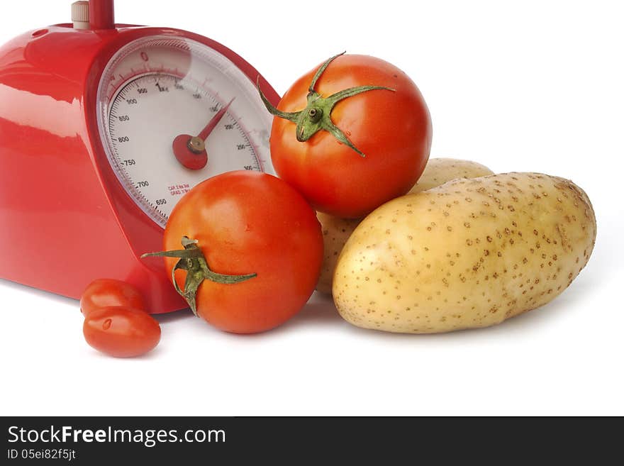 Vegetable and scale bean on white background. Vegetable and scale bean on white background