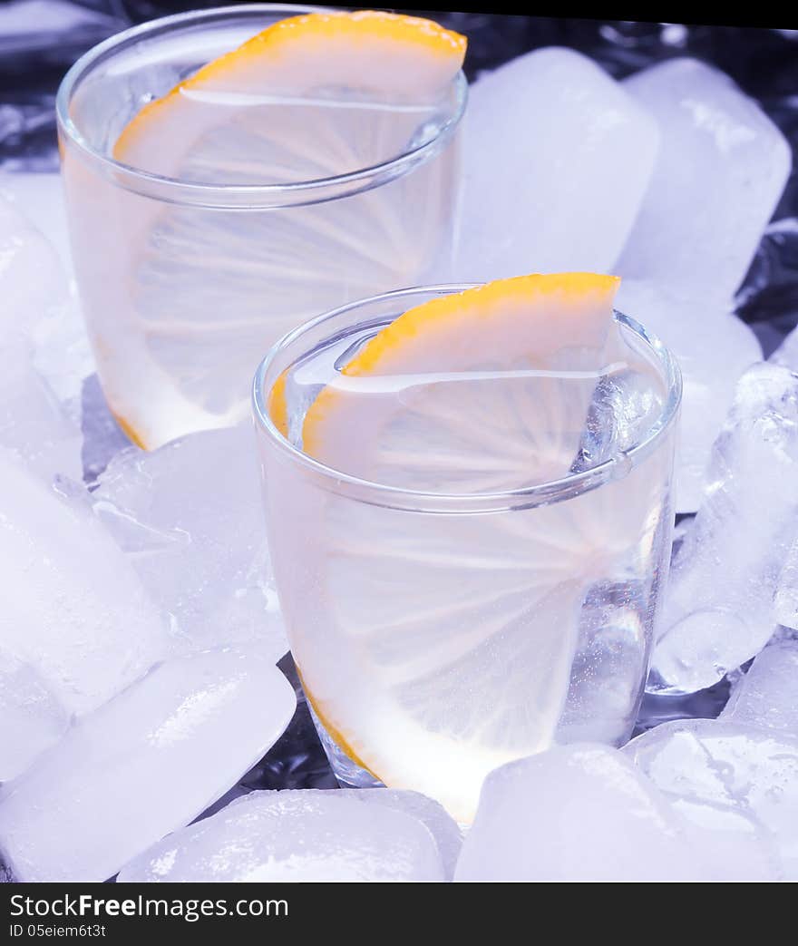 Alcohol .russian vodka and ice