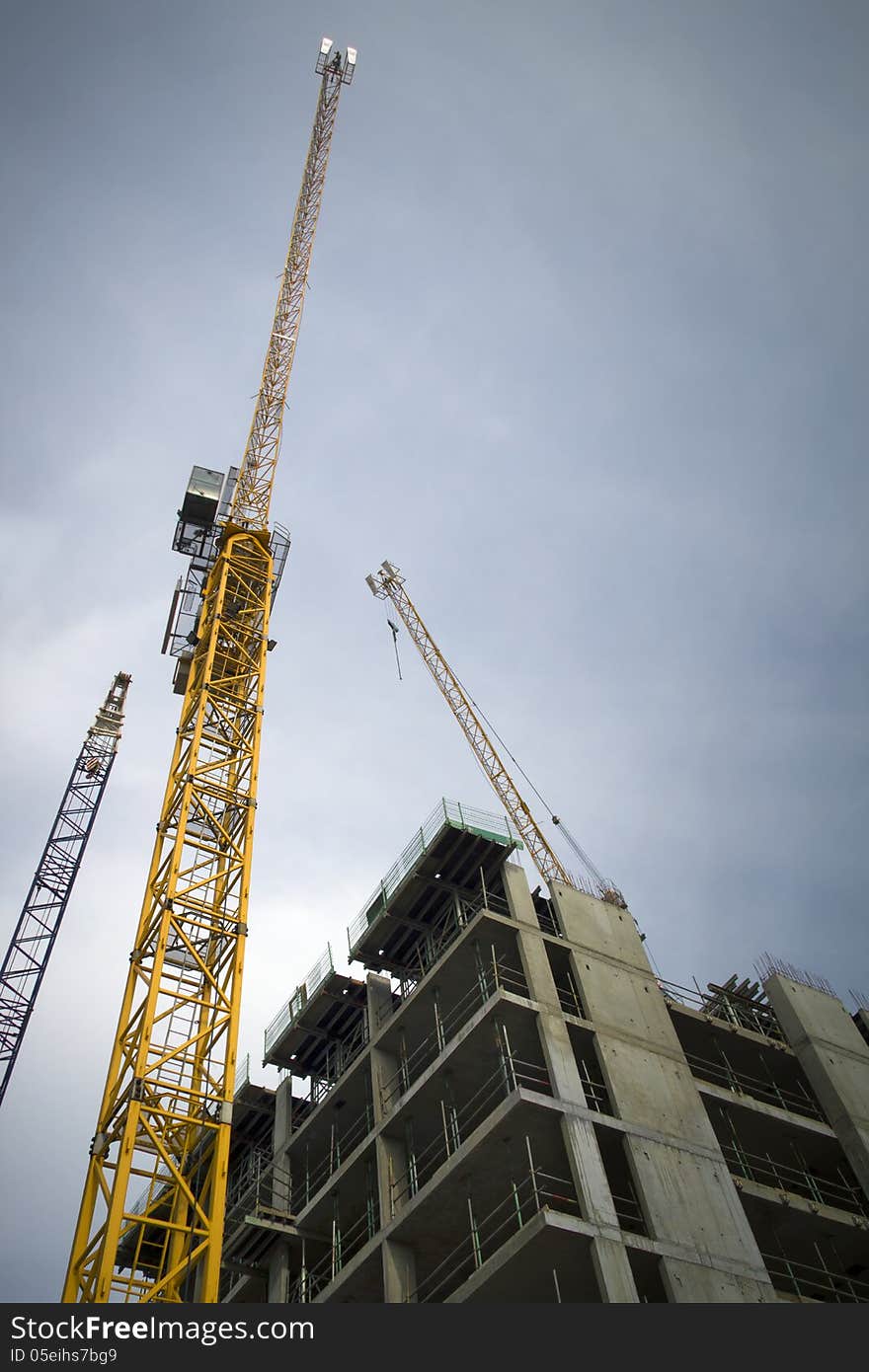 Building in progress in London's docklands area. Building in progress in London's docklands area