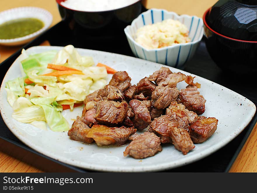 Beef Grilled Steak vegetable cook set. Beef Grilled Steak vegetable cook set