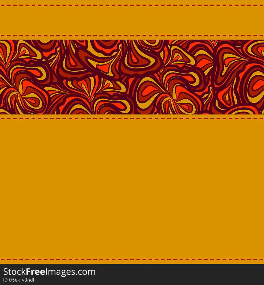 Orange pattern with seams and stripe of abstract design. Orange pattern with seams and stripe of abstract design