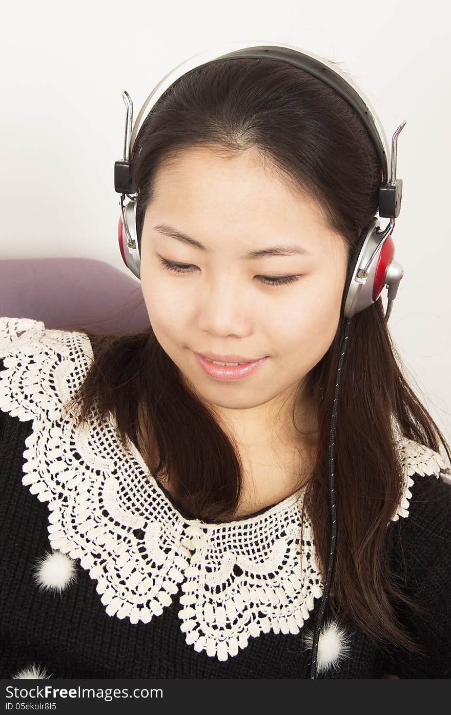 Girl Wearing Headphones