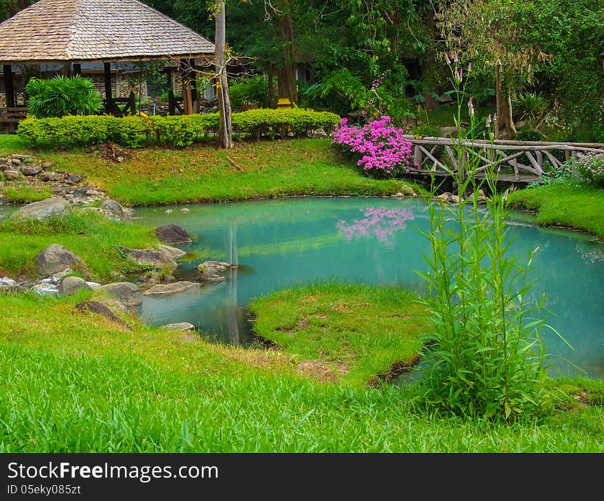 The garden of hot spring at Jaeson National Park , Thailand