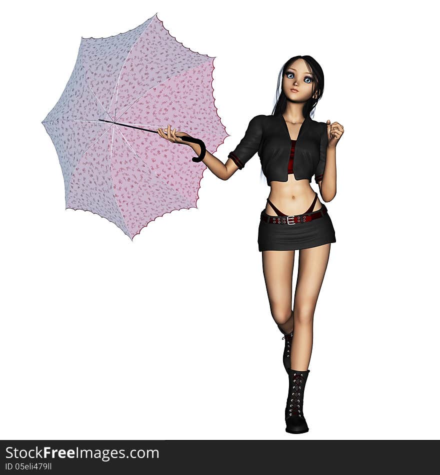 Girl with red umbrella