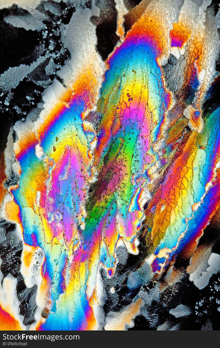 Closeup Of Ice In Polarized Light