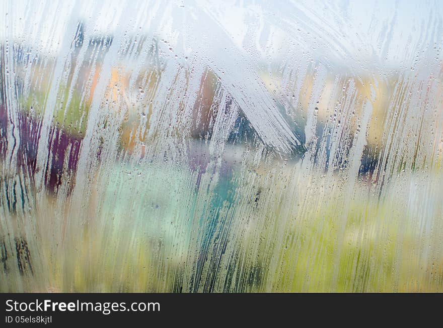 Misted window. Texture or background