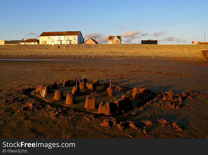 An abandoned castle on Borth beach Wales caught in the evening sun. An abandoned castle on Borth beach Wales caught in the evening sun.