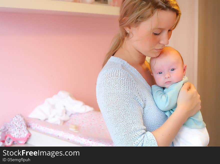 Mother And Baby In The Babyroom