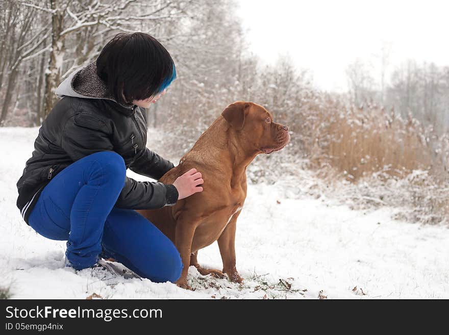 Watching over the lake in the snow