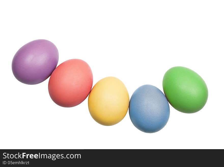 Colorful easter eggs on the white background