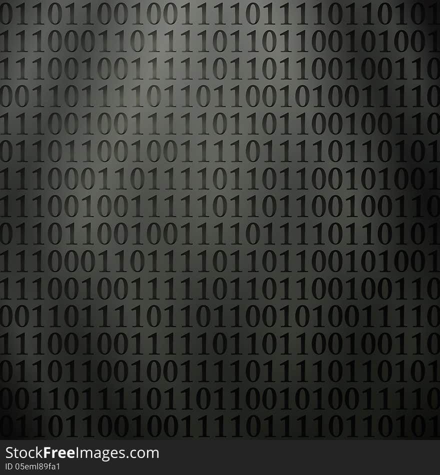 New futuristic background with perforated binary code on metallic wall