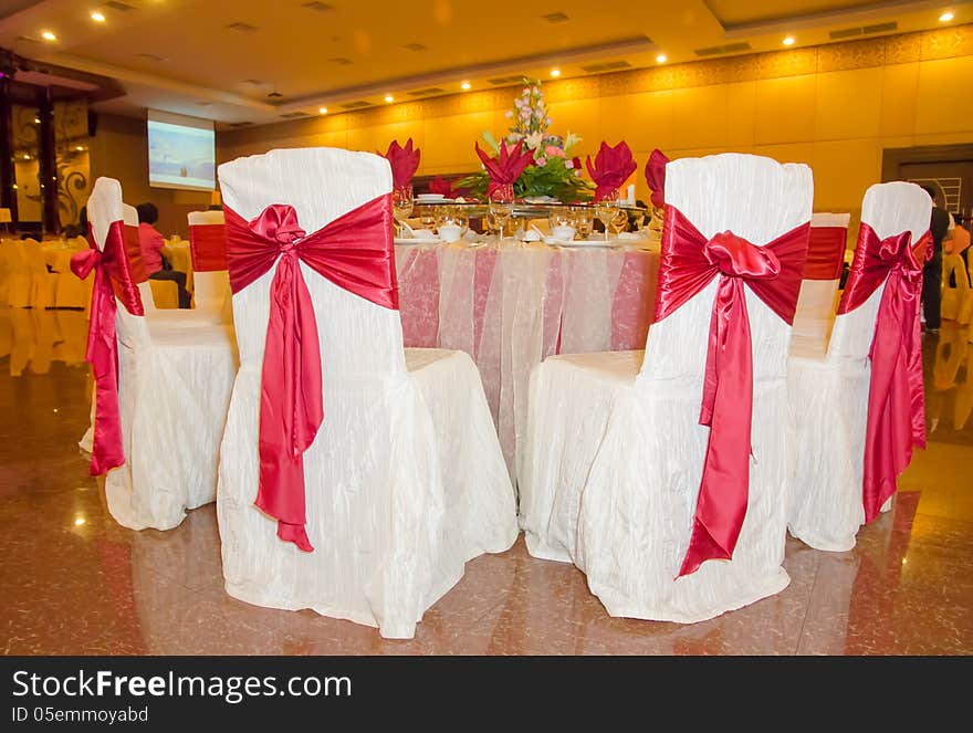 Banquet Chair and Table in a restaurant during wedding