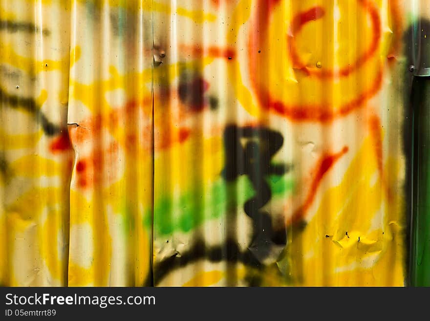 Colourful  paint  on a corrugated