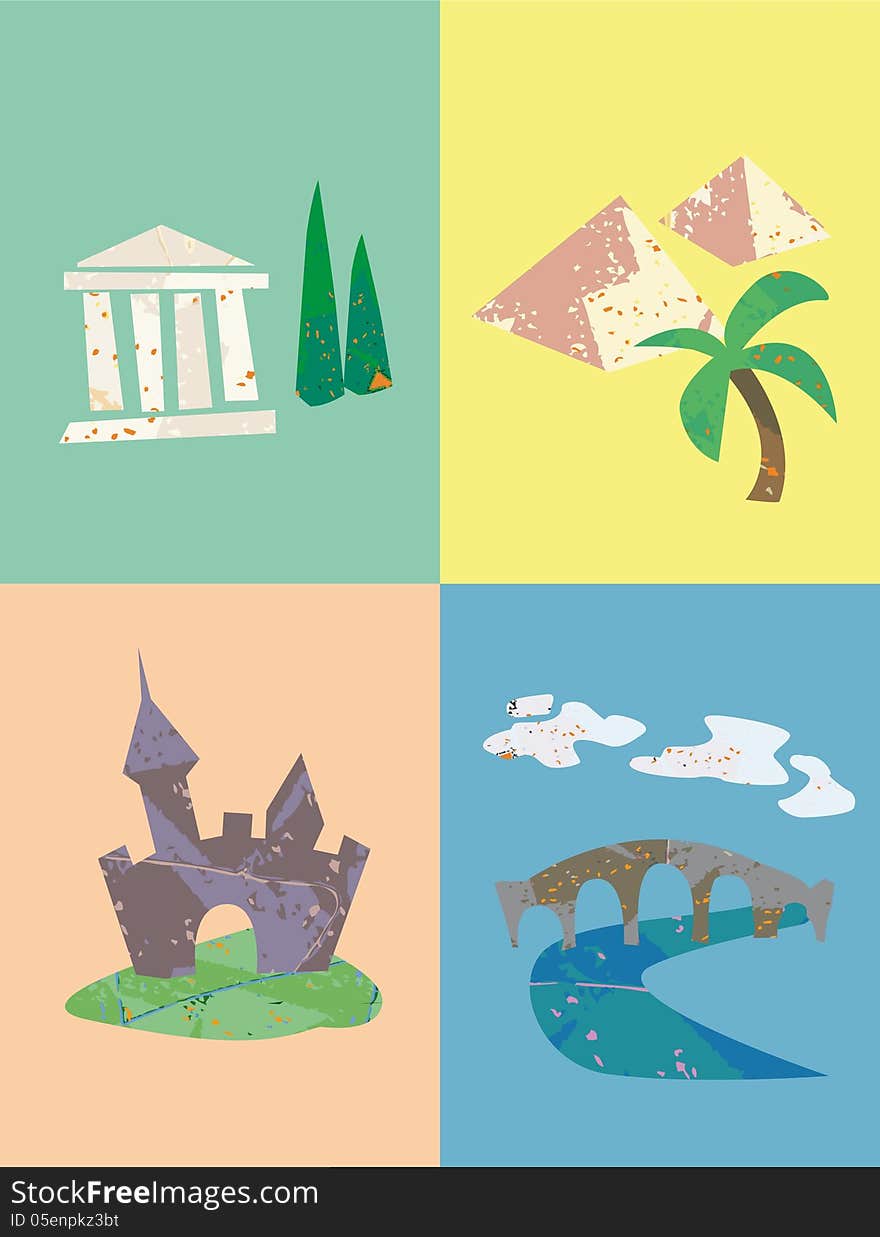 Set of vacation and travel places