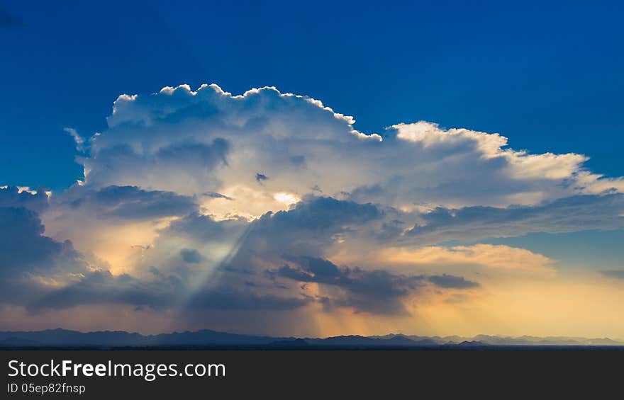 Sun Rays On Blue Sky