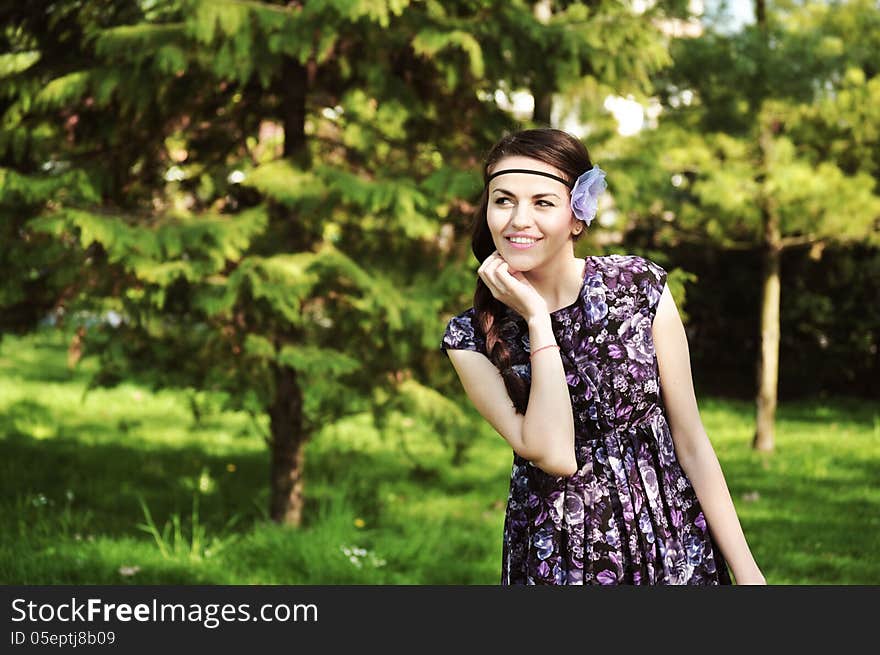 Portrait of a woman in the forest