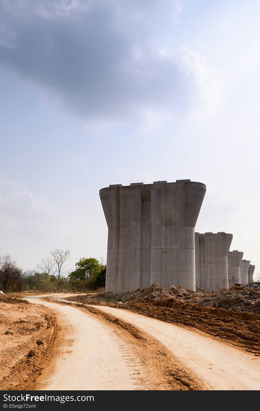 This picture shows a high speed railway bridge construction site in Guangxi province,China.Liu-Nan high-speed passenger-dedicated railways. This picture shows a high speed railway bridge construction site in Guangxi province,China.Liu-Nan high-speed passenger-dedicated railways.