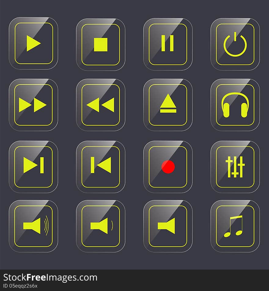 Gloss media buttons, vector eps10 illustration