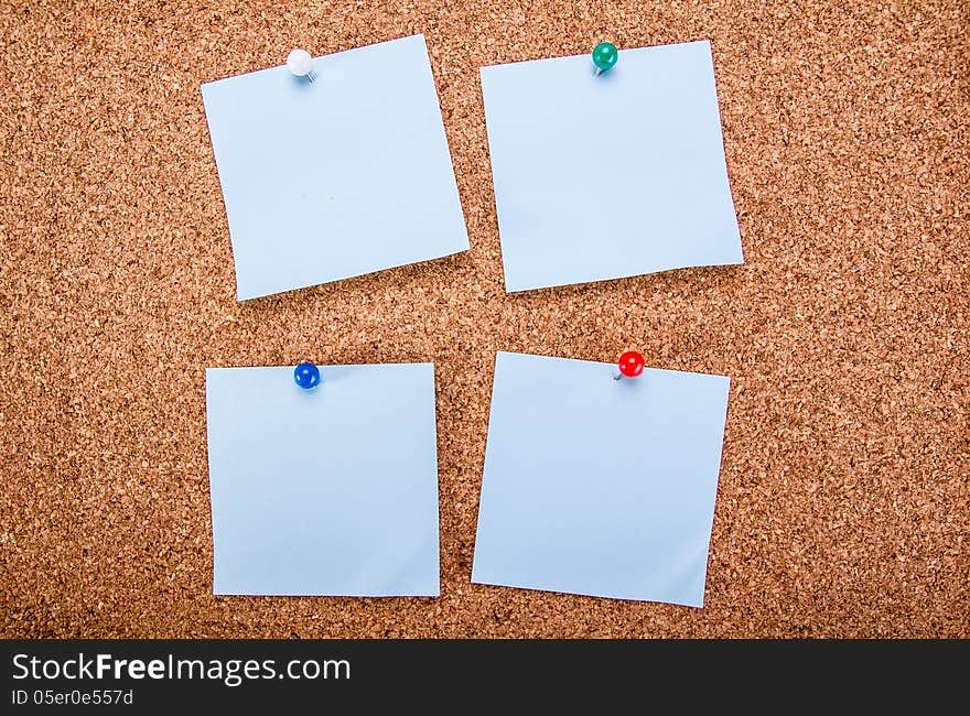 Cork board with blank notes