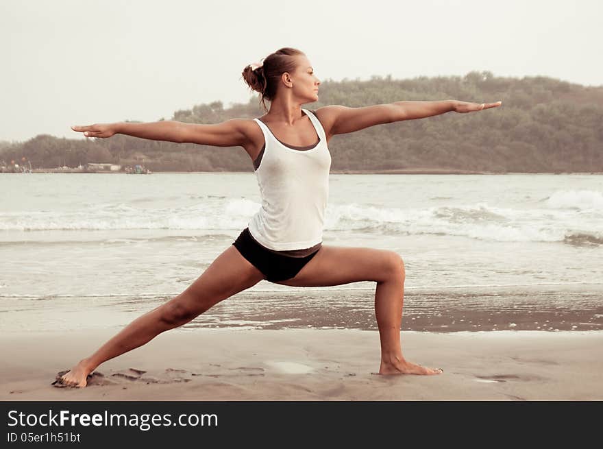 Yoga girl on sunset time. Yoga girl on sunset time